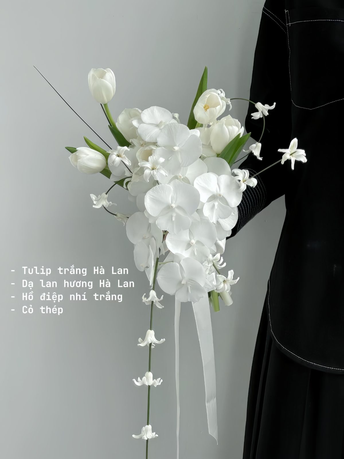 Bó hoa cưới thác nước  Lan Hồ Điệp mix Tulip