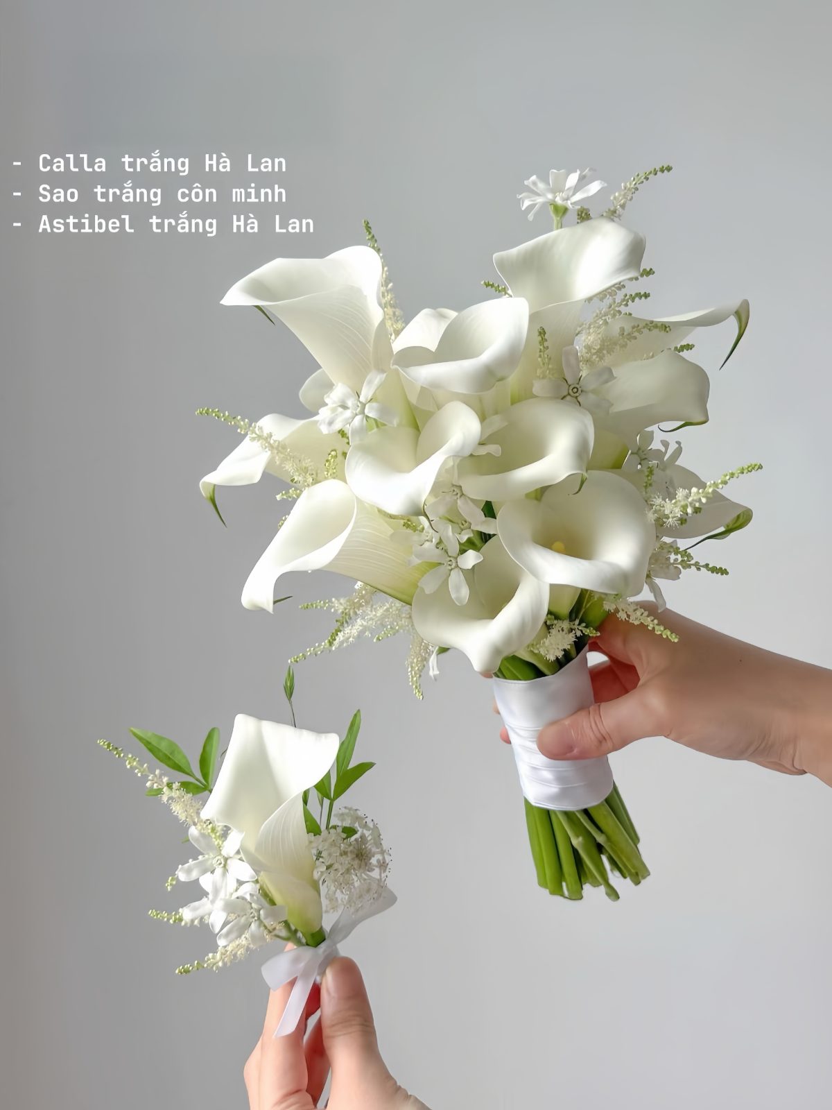 Bó hoa cưới Calla Lily mix Astilbe
