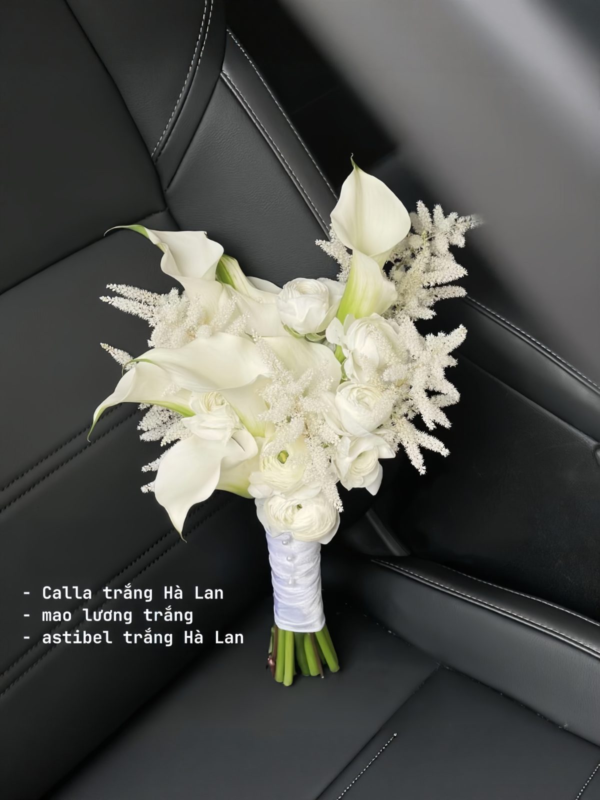Bó hoa cưới Calla mix Astilbe trắng